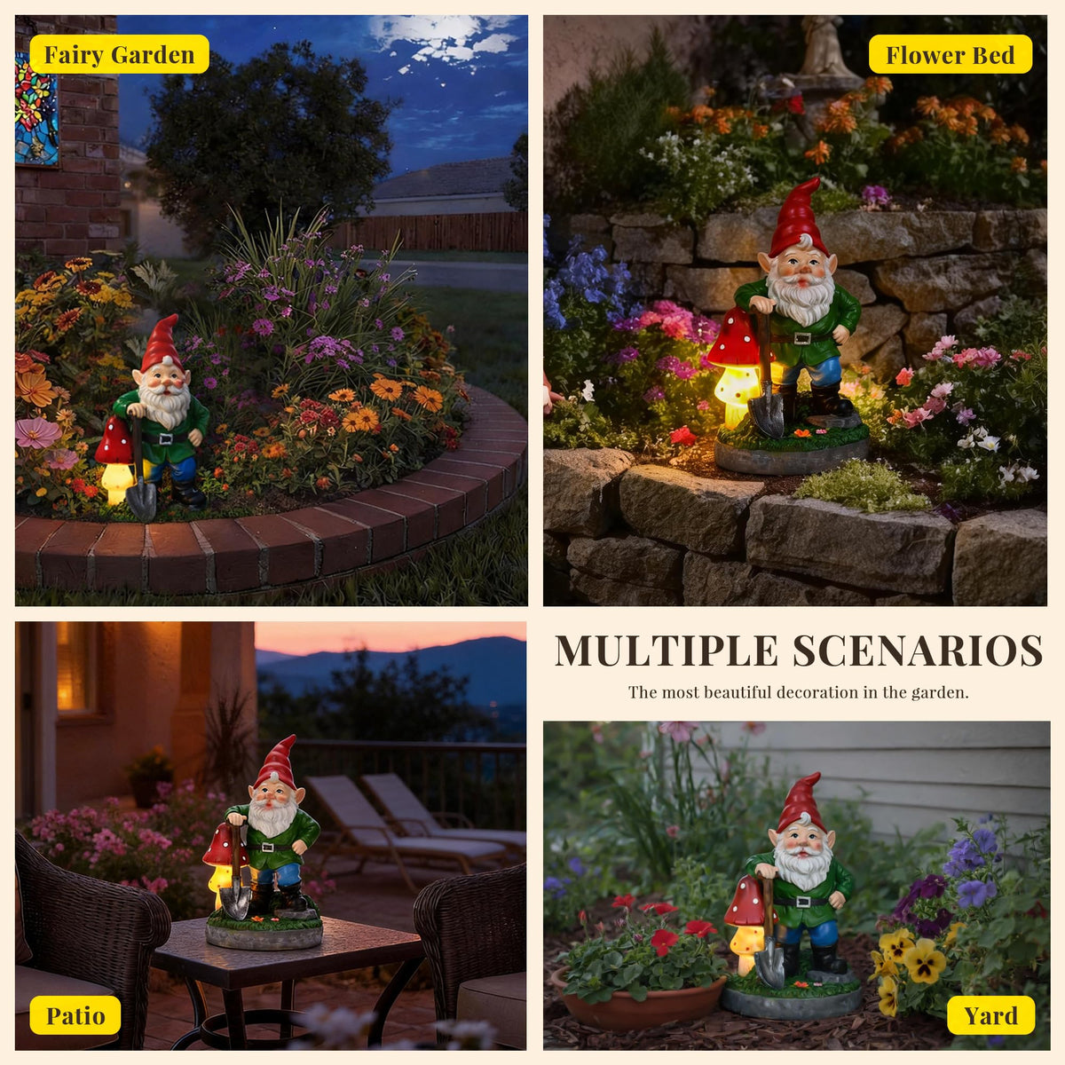 GIGALUMI hand-painted gnome statue adds color and whimsy to your garden.