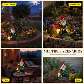 GIGALUMI hand-painted gnome statue adds color and whimsy to your garden.