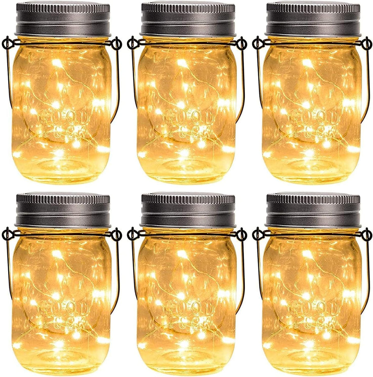 GIGALUMI hanging mason jar solar light for warm ambient outdoor glow.