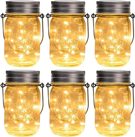 GIGALUMI hanging mason jar solar light for warm ambient outdoor glow.