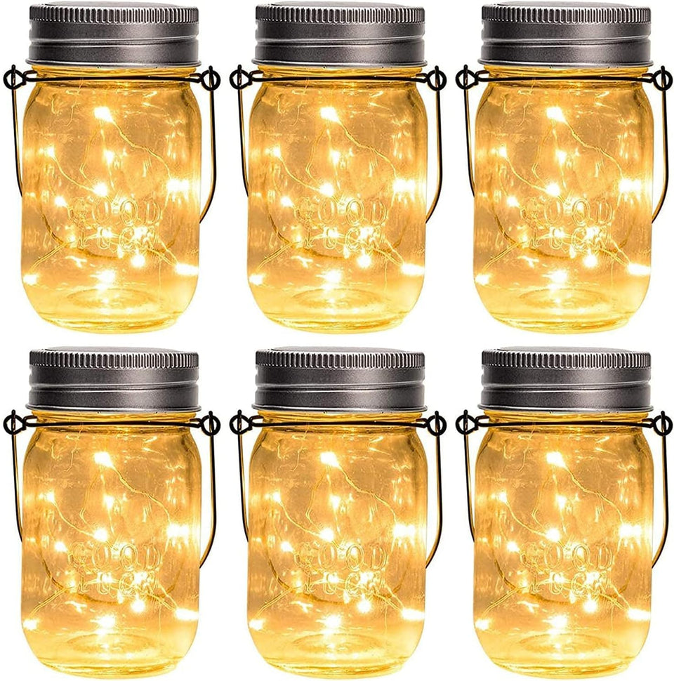 GIGALUMI hanging mason jar solar light for warm ambient outdoor glow.