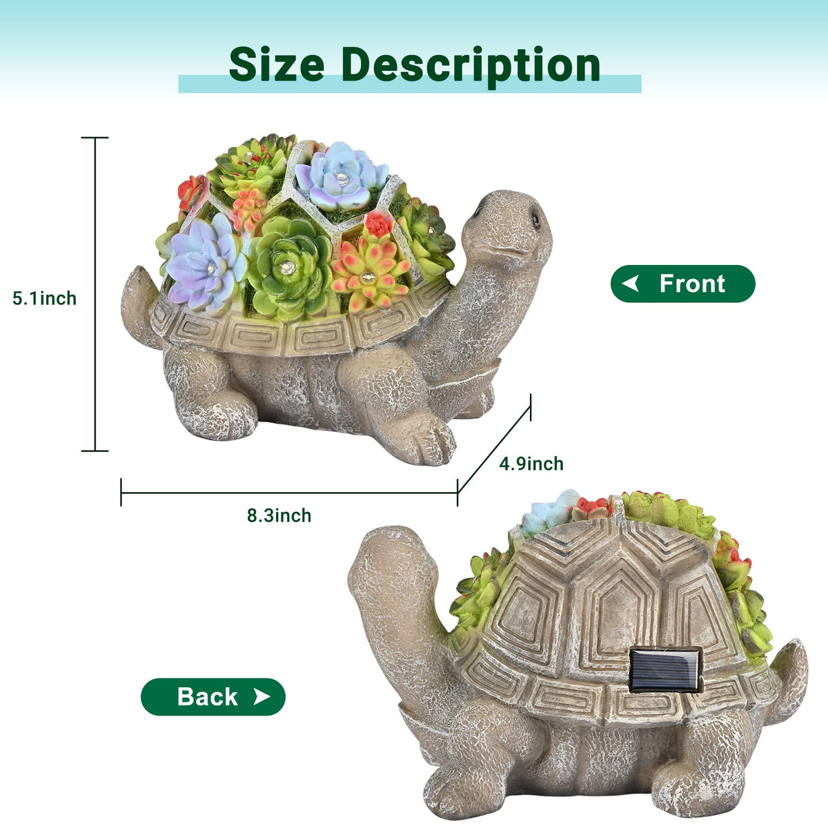 GIGALUMI IP44 waterproof turtle light withstands rain for year-round use.