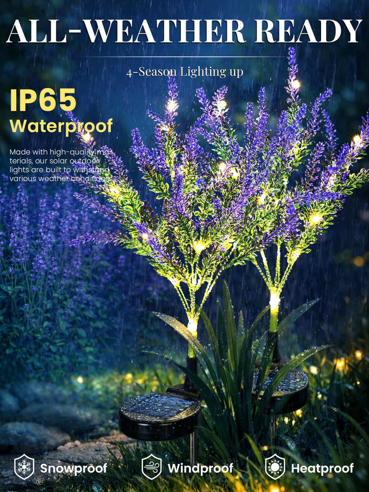 GIGALUMI lavender solar flower side angle showing fabric petals and resilient stem.