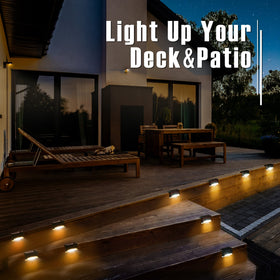 GIGALUMI solar fence light installed on railing for weatherproof outdoor illumination.