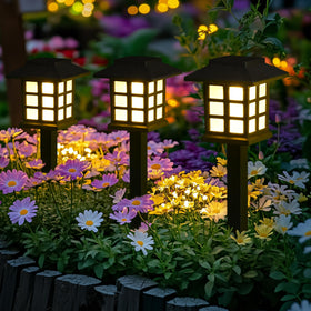 GIGALUMI LED solar garden light withstands rain for year-round outdoor use.