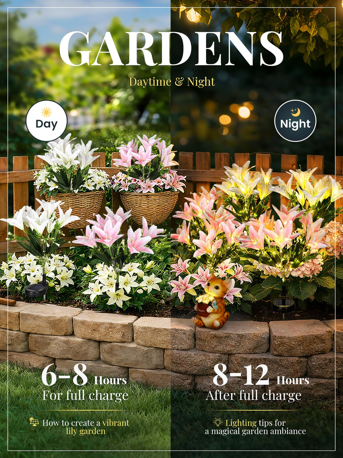 GIGALUMI lily lights glow in garden at dusk with soft ambiance