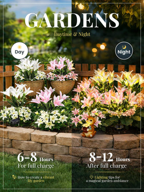 GIGALUMI lily lights glow in garden at dusk with soft ambiance