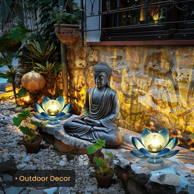 GIGALUMI lotus flower lantern features carved petals for charming outdoor decor