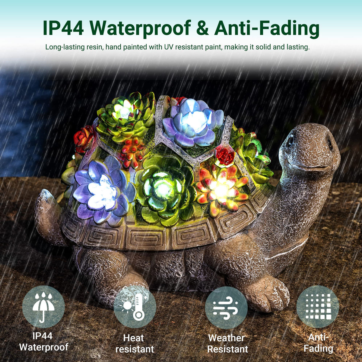 GIGALUMI patio turtle lamp adds a warm glow to evenings outdoors.