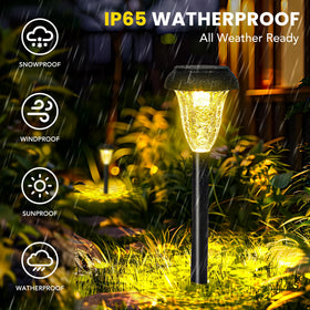 GIGALUMI landscape lights highlight garden features with energy-saving solar power.