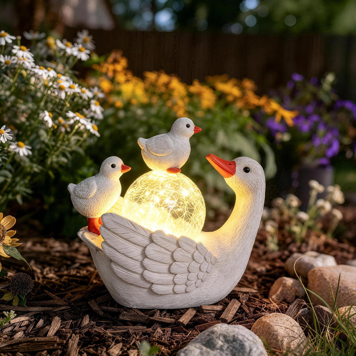 GIGALUMI Porch Goose Statue front view highlighting entryway charm and form