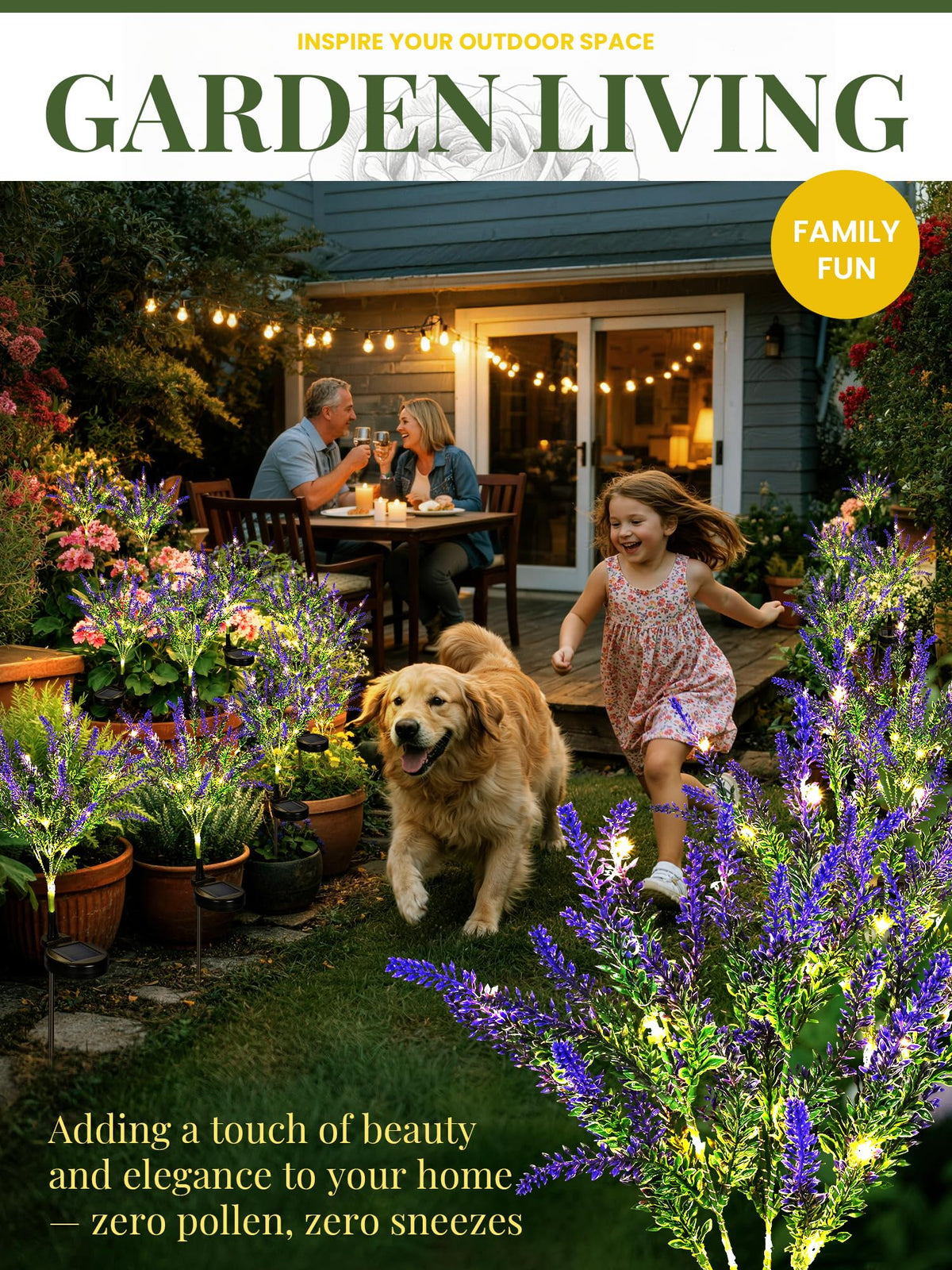 GIGALUMI set of 2 lavender garden lights brightening evenings.