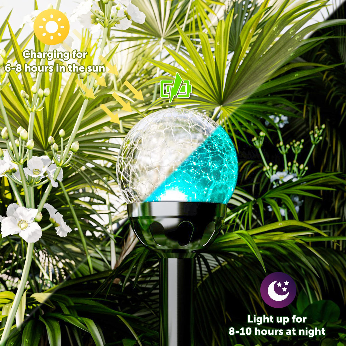 GIGALUMI cracked glass ball 6-pack provides even coverage along paths