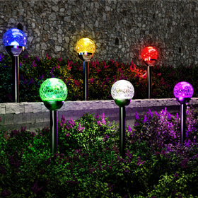 GIGALUMI cracked glass ball easy-install solar lighting for gardens