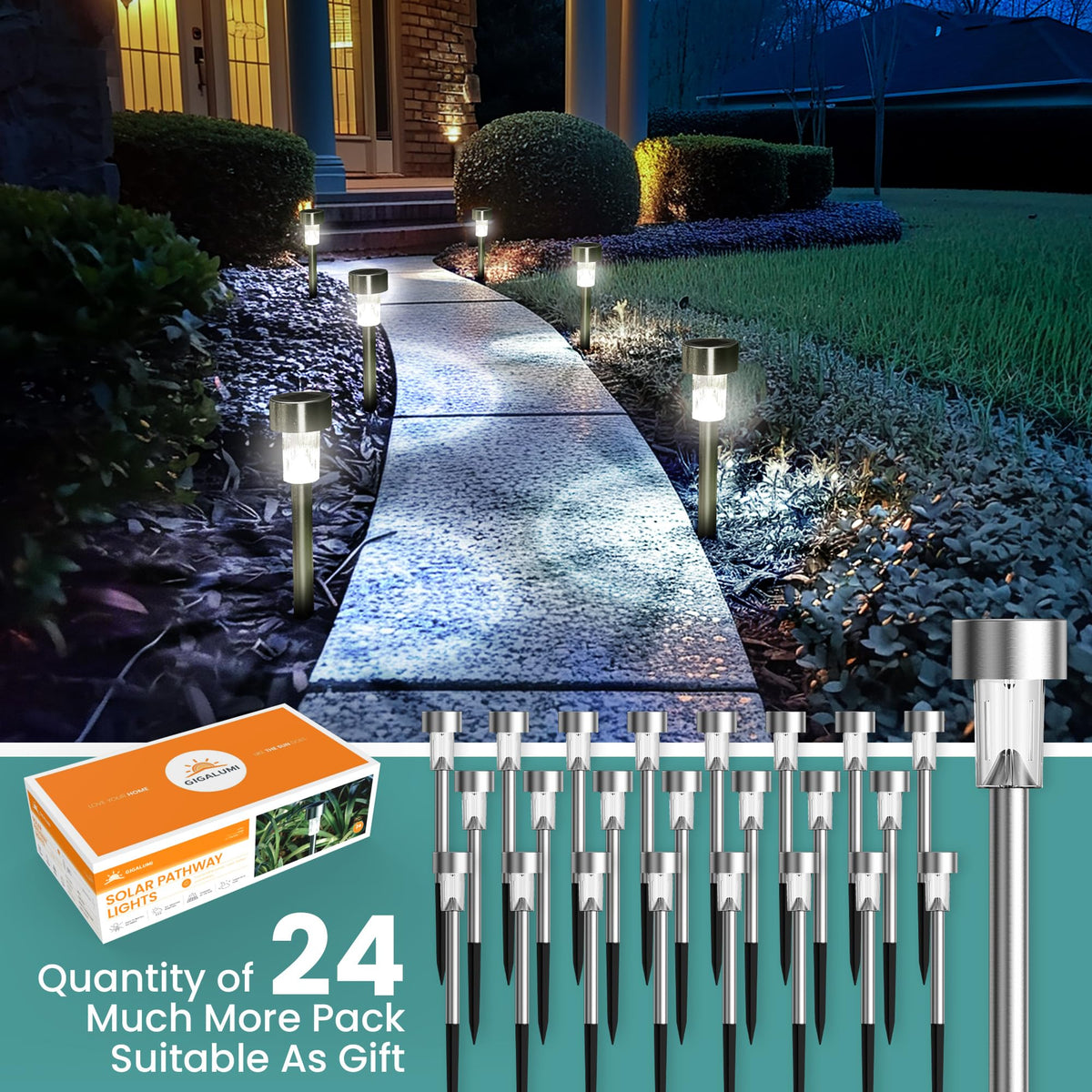 Gigalumi deck light creates warm outdoor ambiance for patios and terraces.