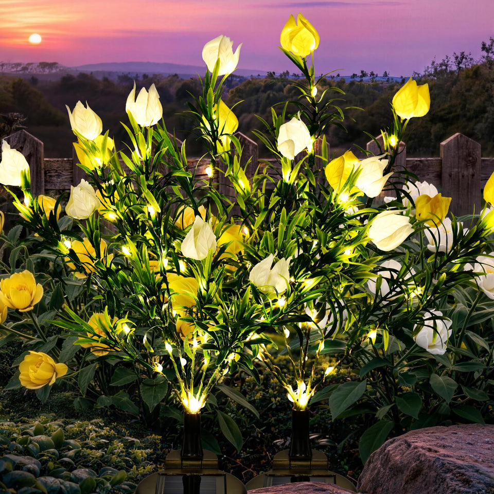 GIGALUMI gardenia white lights illuminate walkways with a soft, inviting glow.