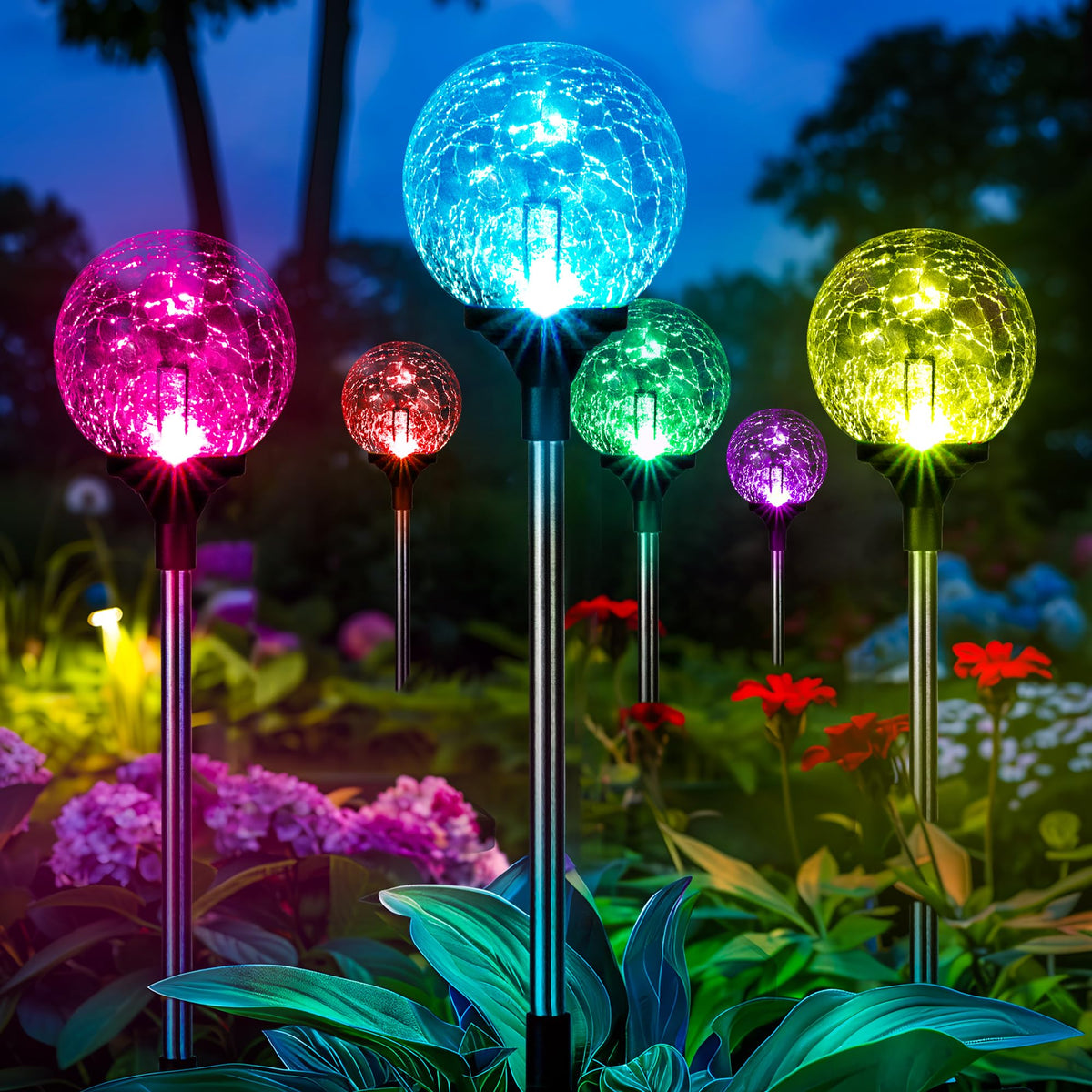 GIGALUMI solar garden lights globe-ball with color-changing LEDs for outdoor ambiance.