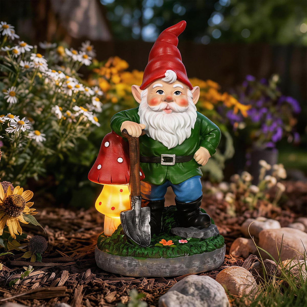 GIGALUMI solar gnomes outdoor illuminate paths with gentle garden charm.