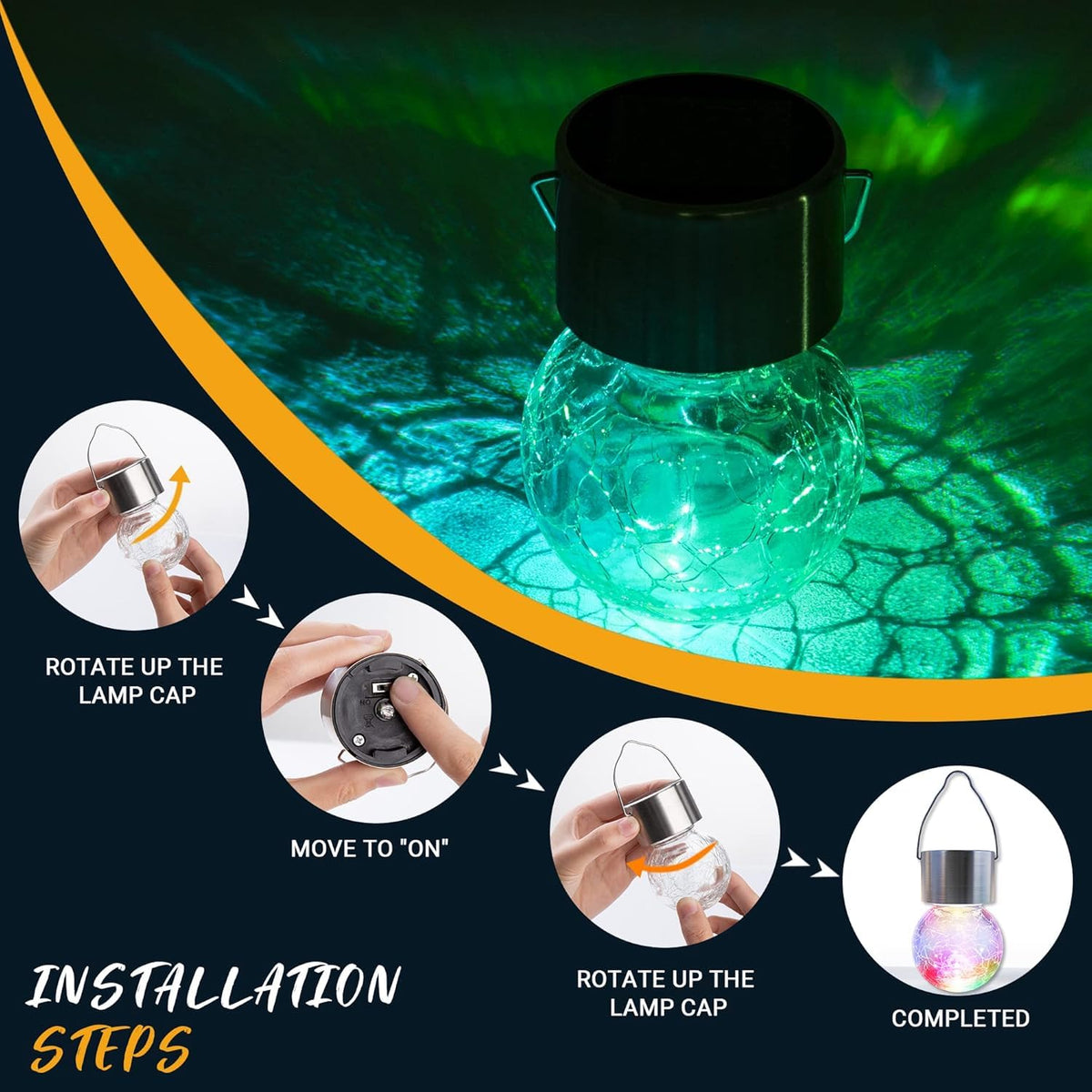 GIGALUMI easy-install hanging lantern with no wiring
