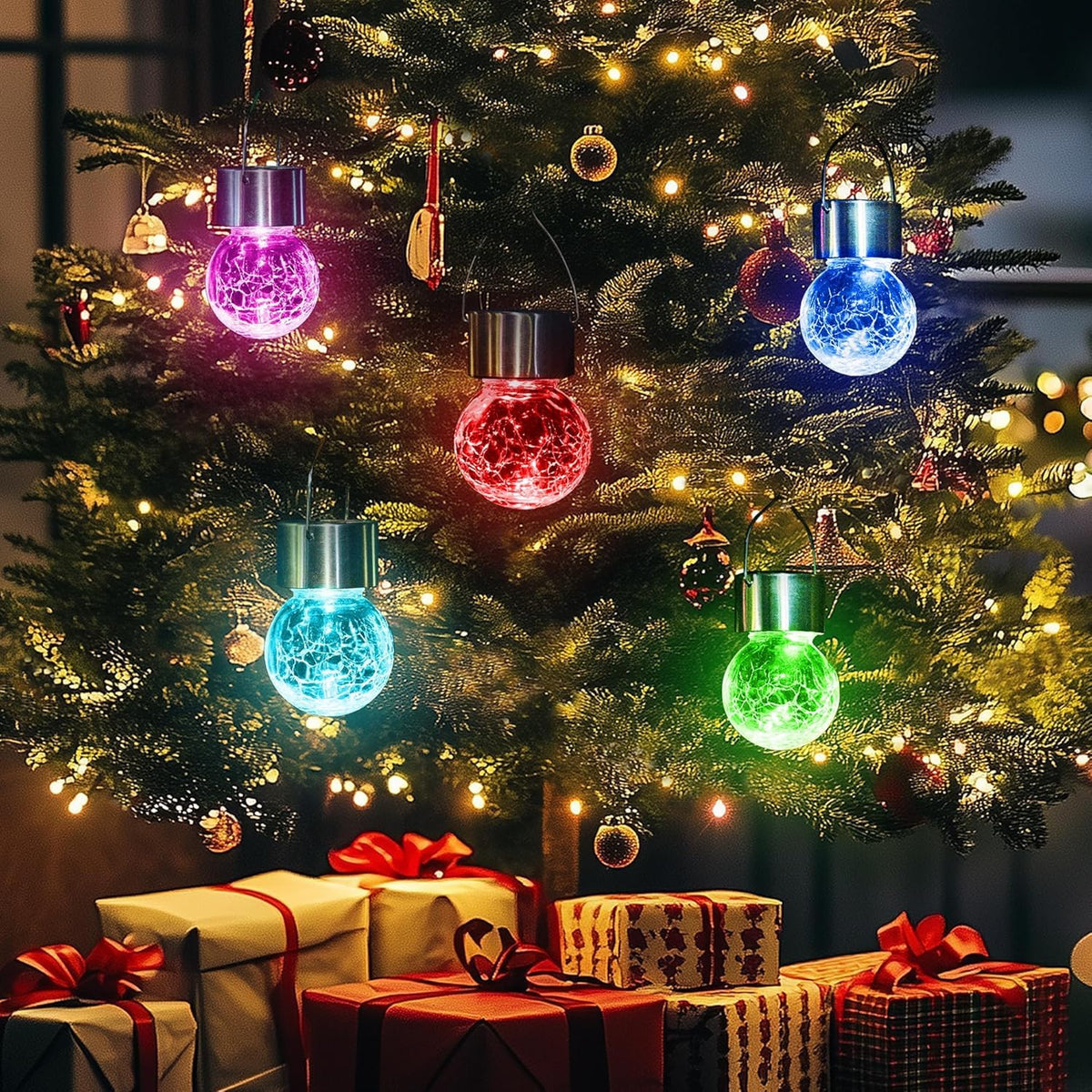 GIGALUMI lantern hung from a tree enhancing outdoor decor