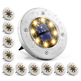 GIGALUMI solar in-ground fence lights along a fence line providing even illumination