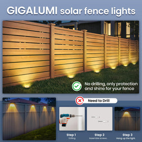 GIGALUMI fence perimeter lights operate wirelessly for safe night visibility without wiring