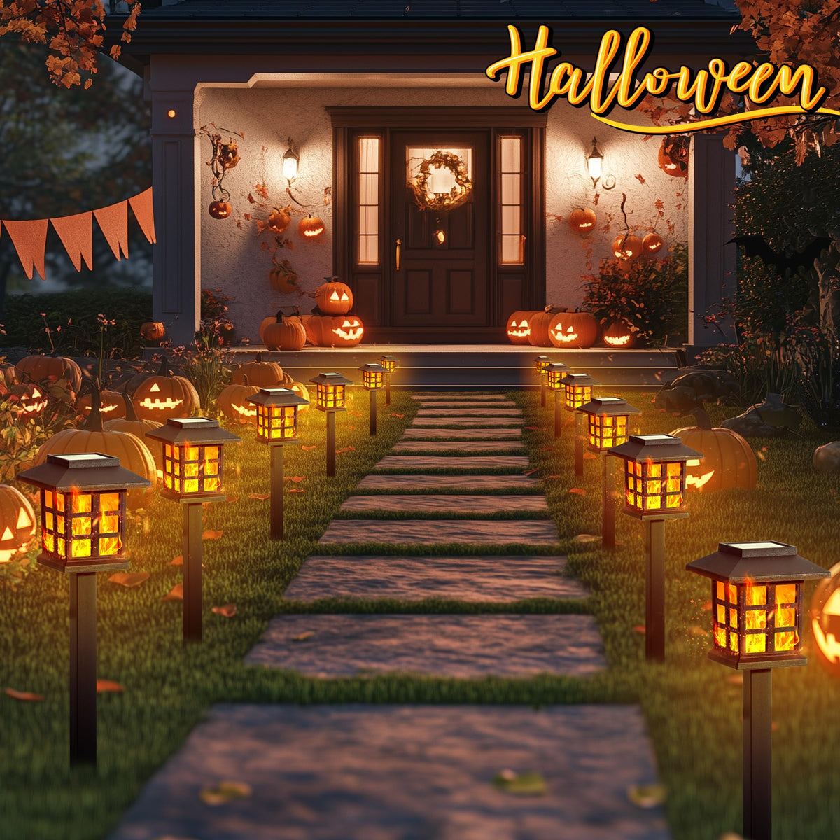 GIGALUMI solar lights IP65 waterproof protect garden lighting in rain.