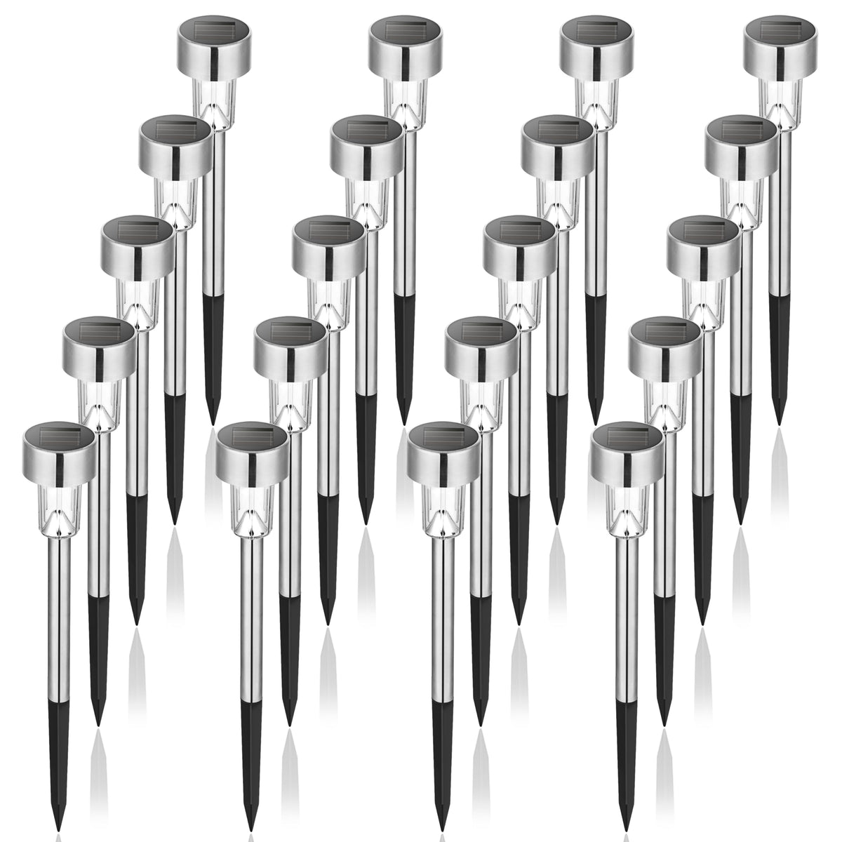 GIGALUMI solar lights in stainless steel design brighten outdoor paths with lasting durability.