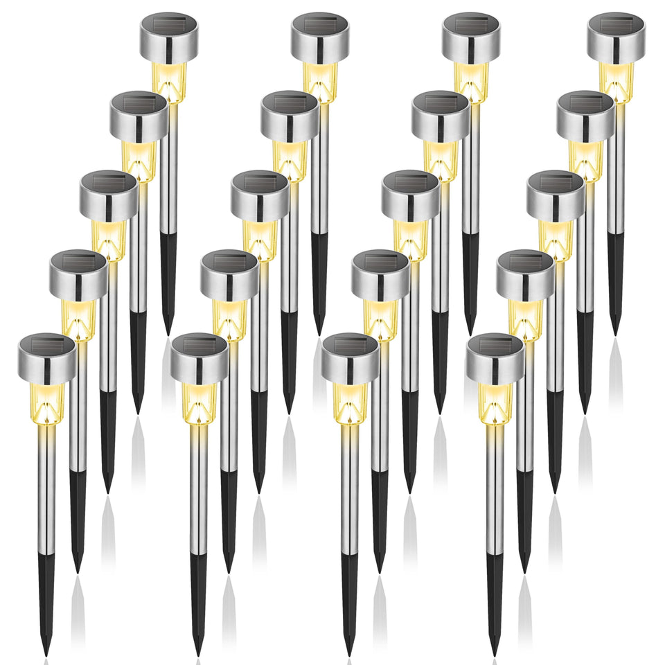 GIGALUMI solar lights outdoor waterproof 20-pack illuminate walkways safely