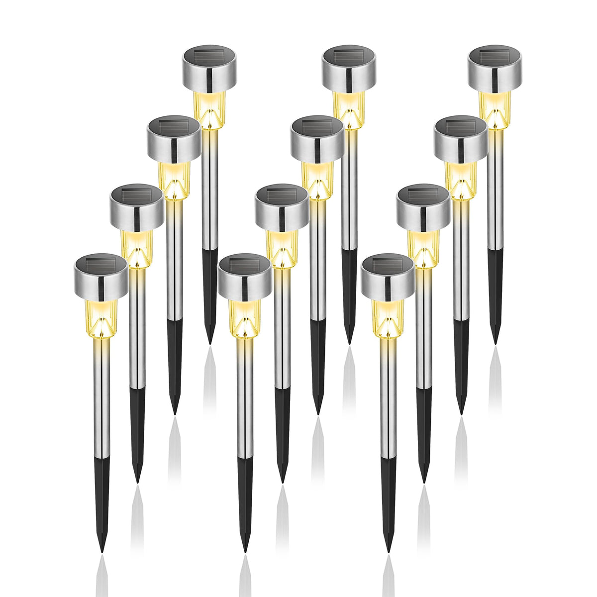 GIGALUMI solar lights packaging shows easy setup and energy efficiency
