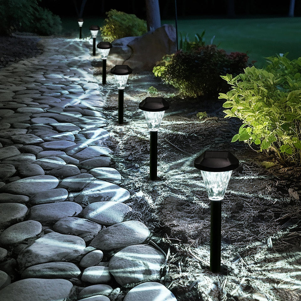 GIGALUMI outdoor solar lights illuminate paths with energy-saving performance.