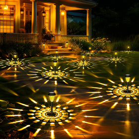 GIGALUMI warm white pathway lights along a garden path for safe evening navigation.