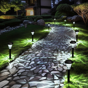 GIGALUMI solar lights with star-pattern projection for elegant walkways at night