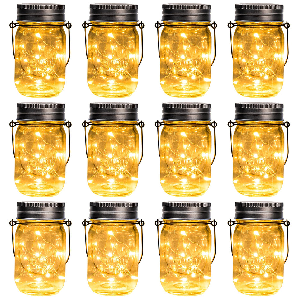 GIGALUMI solar mason jar lights illuminate outdoor spaces with warm ambient glow.