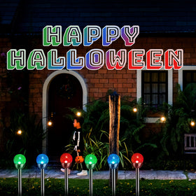 GIGALUMI cracked glass ball light creates patio color glow after dark