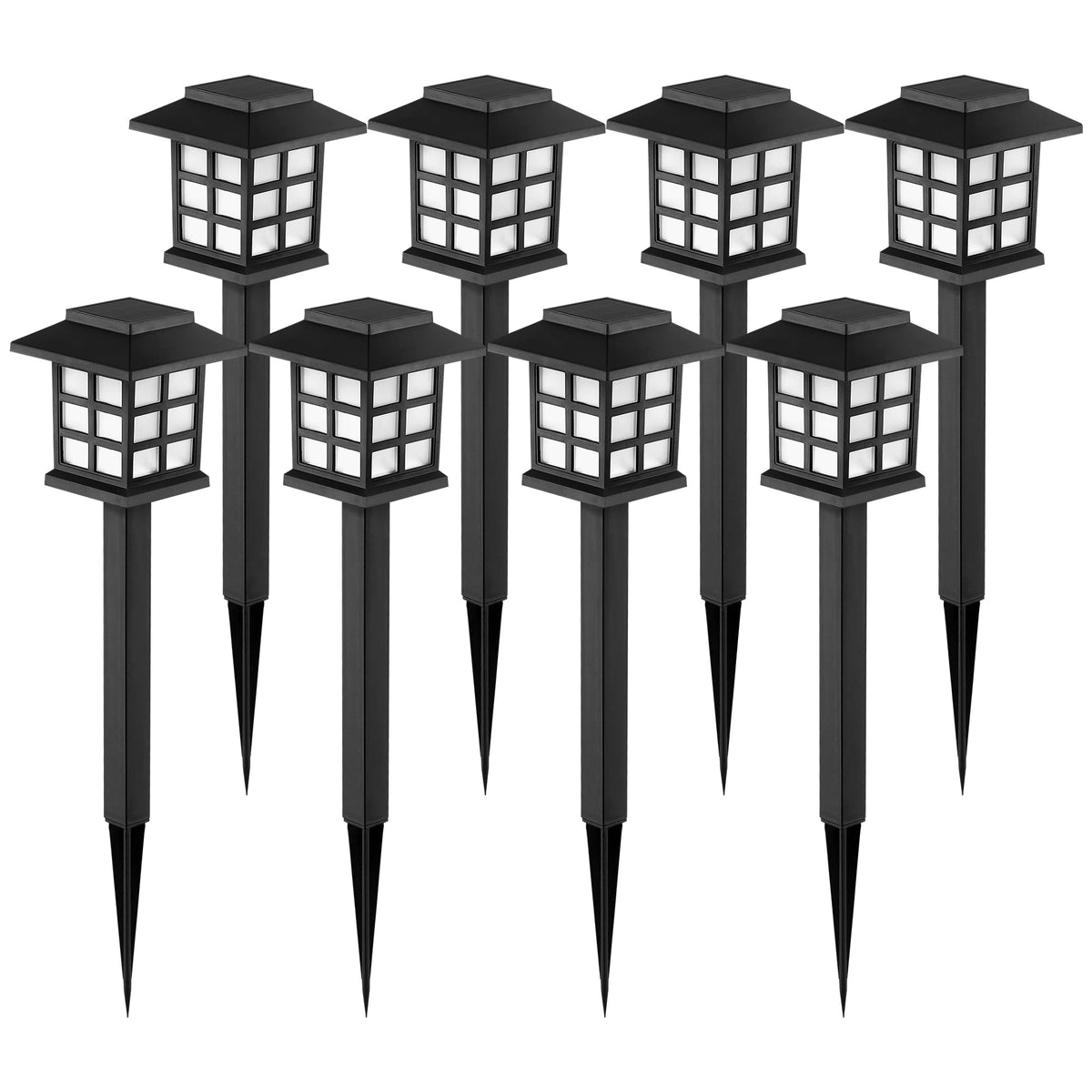 Gigalumi solar outdoor lights 8-pack lighting your walkway with auto-on efficiency.