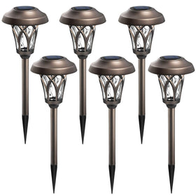 GIGALUMI solar pathway light on path glows warmly for inviting evenings