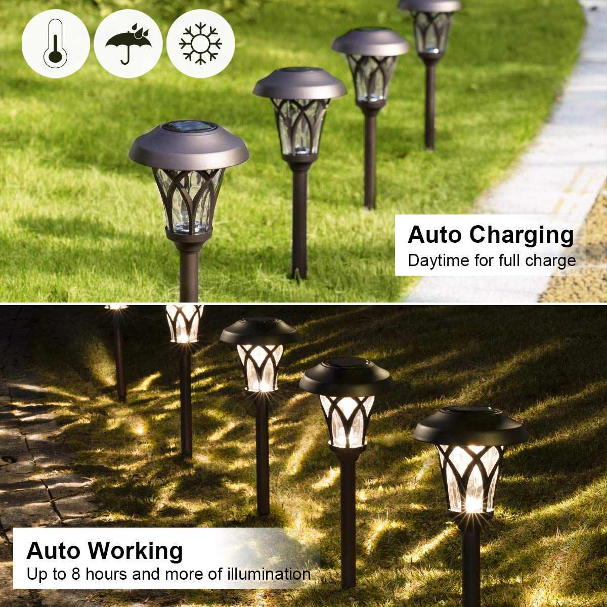 GIGALUMI warm white glow at dusk enhances outdoor ambiance