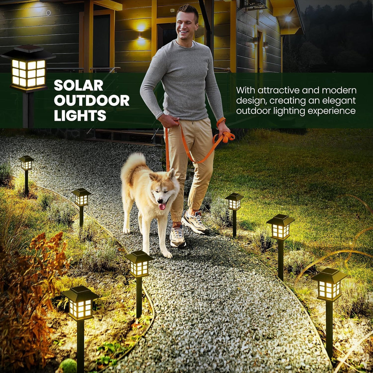 GIGALUMI solar pathway light brightens yard edges for safe foot traffic after dark