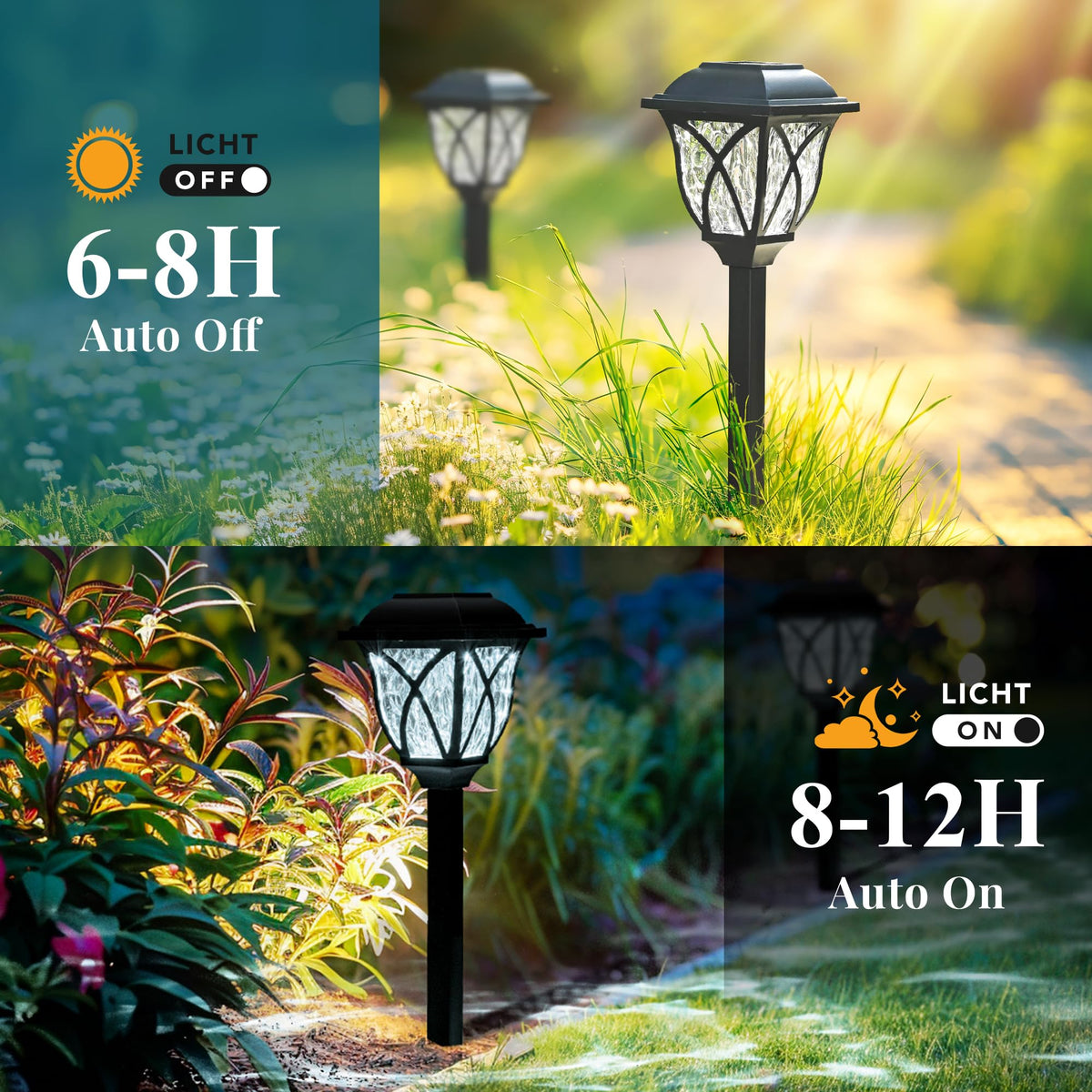 GIGALUMI solar pathway lights brighten paths with bright LEDs for clear nighttime guidance.