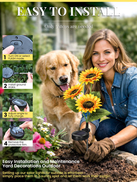 GIGALUMI solar sunflowers easy installation by soil without tools
