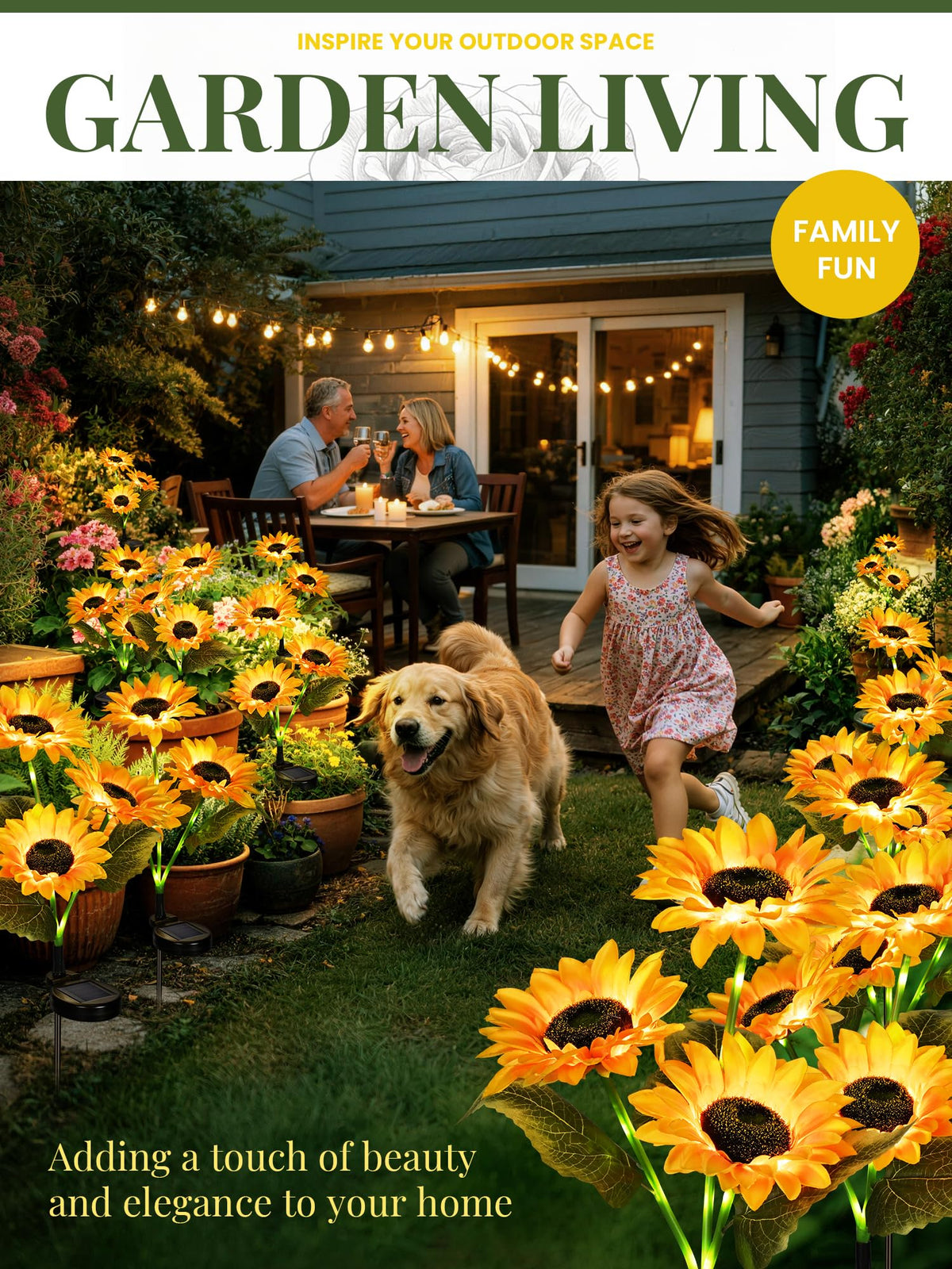 GIGALUMI solar sunflowers maintenance-free blooms in outdoor setting