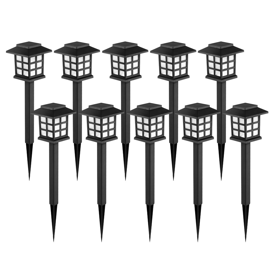 GIGALUMI solar walkway lights illuminate garden paths with steady brightness.