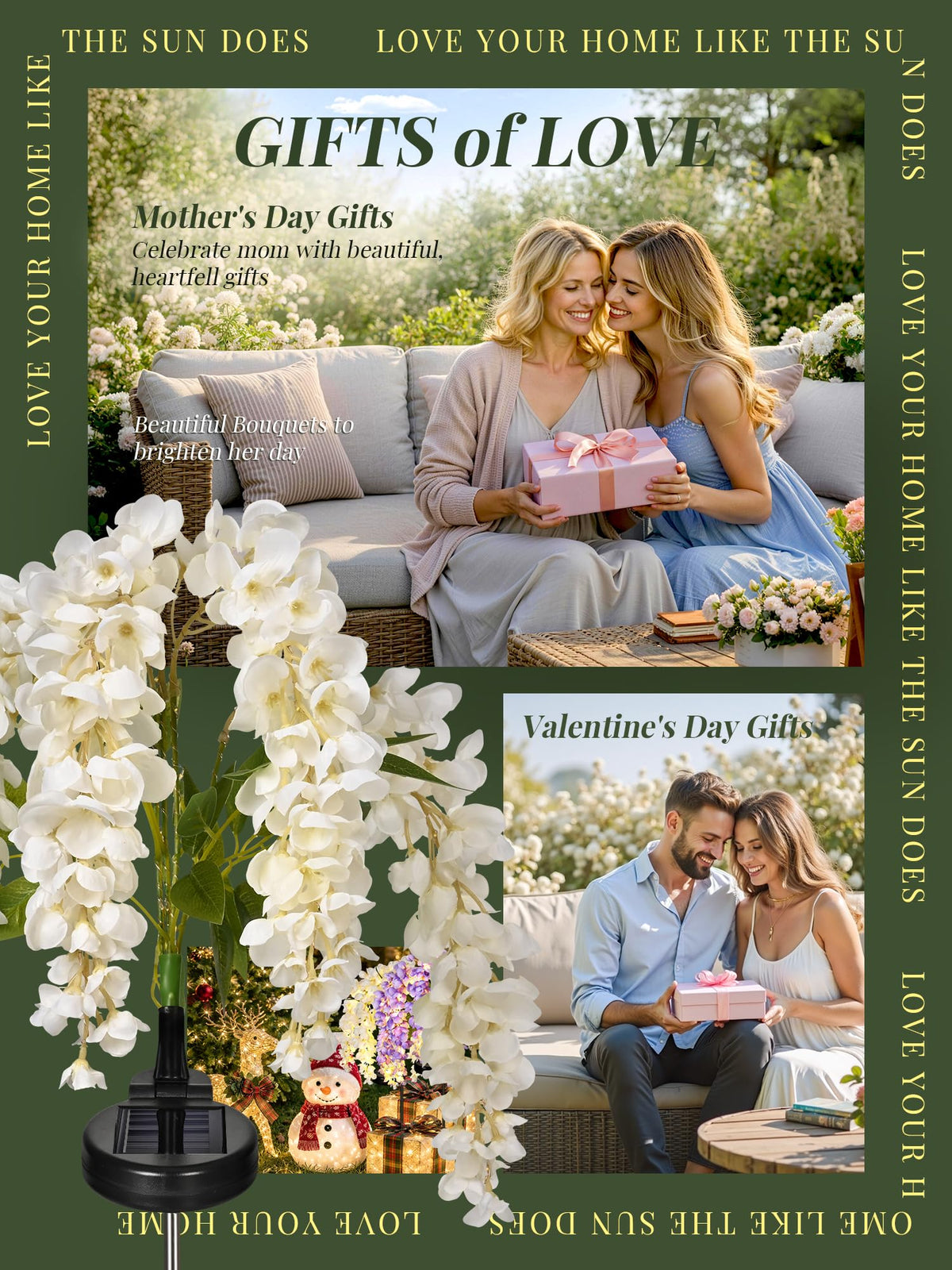 GIGALUMI Bloom clusters create romantic night ambiance along borders and walkways.