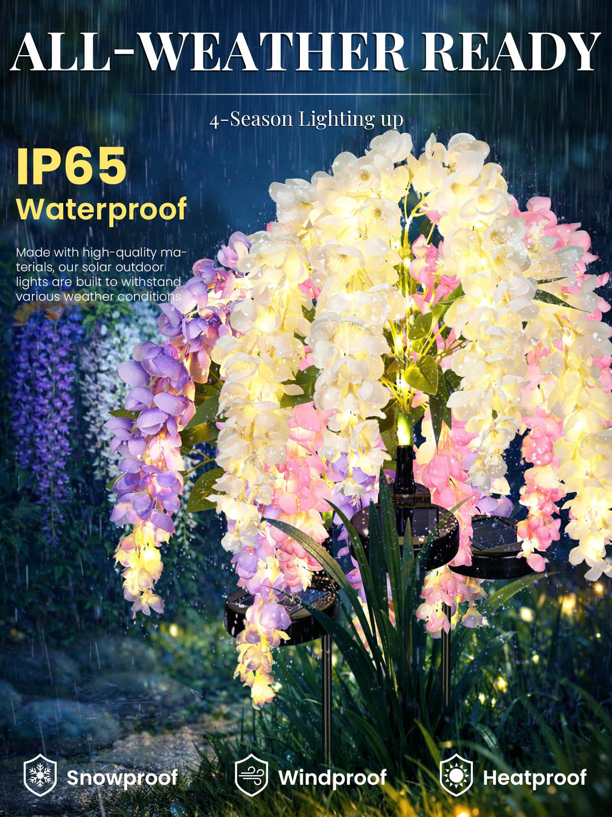 GIGALUMI Wisteria glow lights pathways and patios with warm night vibe.