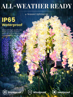 GIGALUMI Wisteria glow lights pathways and patios with warm night vibe.