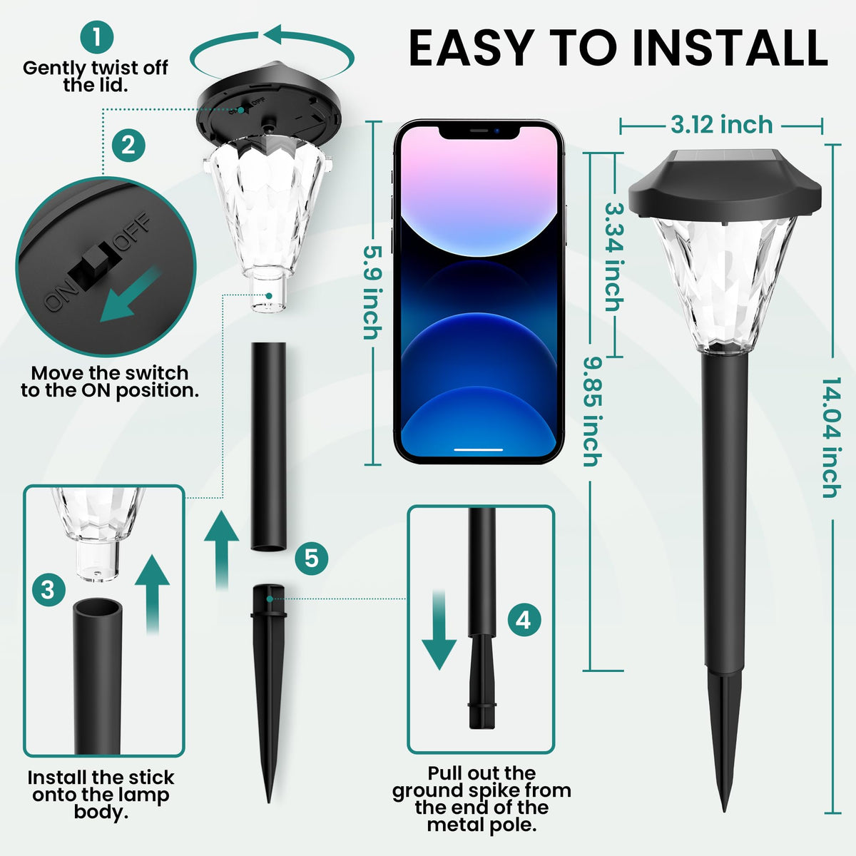 GIGALUMI stainless steel solar lights resist weather for year-round use