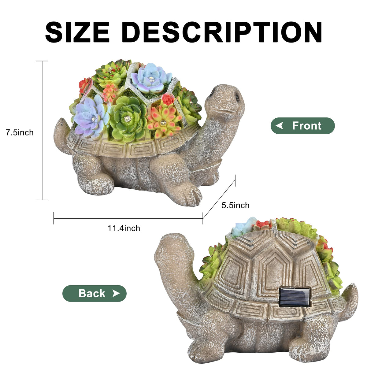 GIGALUMI hand-painted turtle figurine in durable resin for outdoor use.