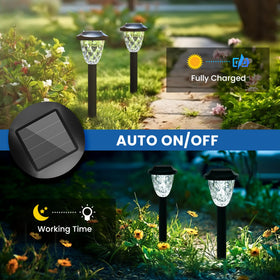 GIGALUMI warm LED glow enhances garden ambiance.
