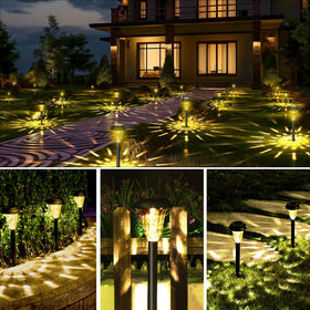 GIGALUMI garden decor solar lights create ambient evening atmosphere along walkways.